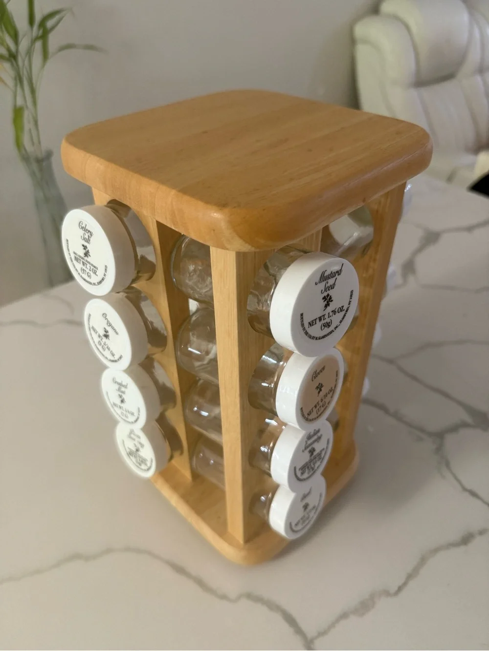 Vintage M. Kamenstein Wooden 16 Jar Revolving Spice Rack